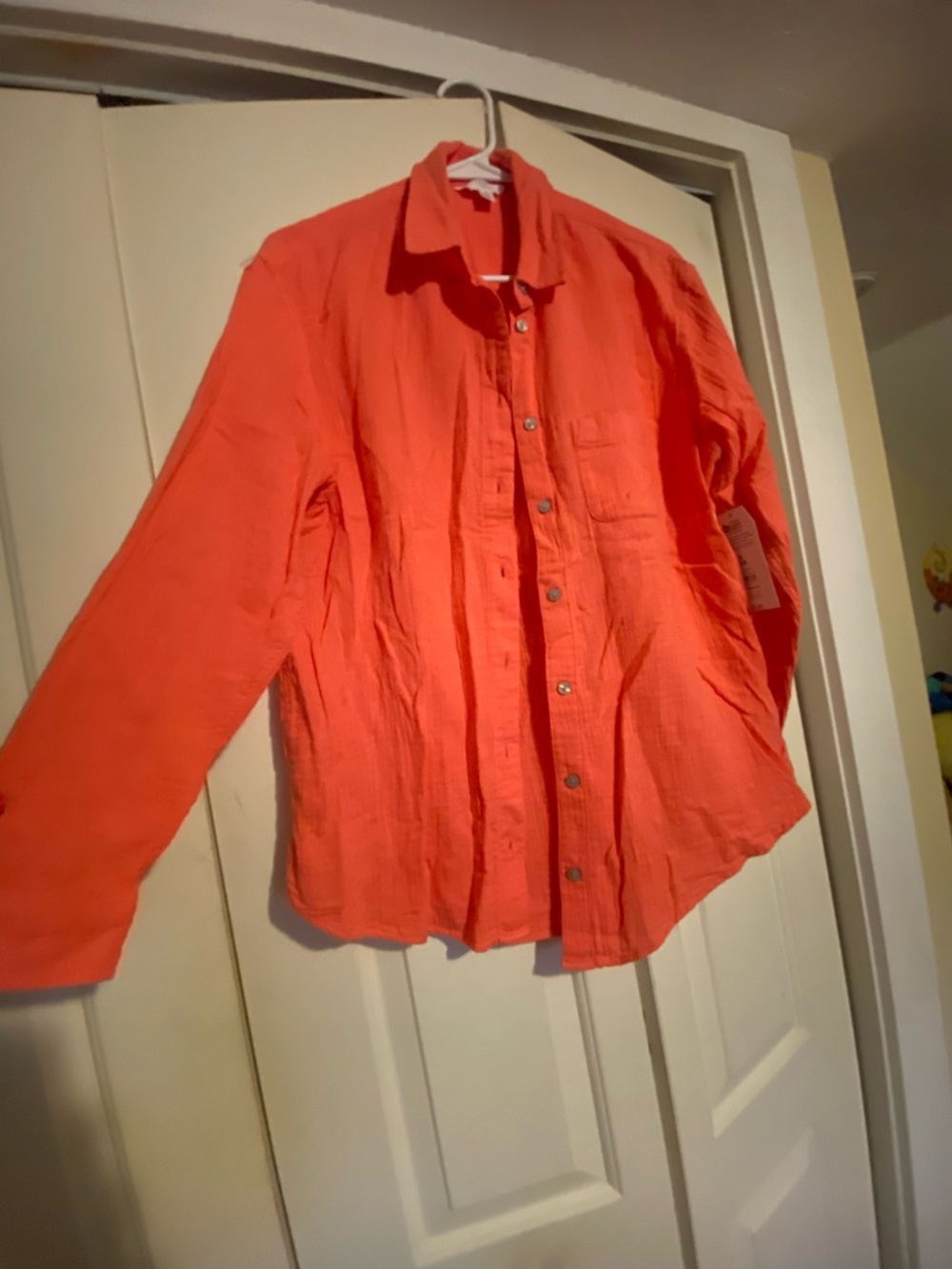 Coral Button-Up Shirt with top pocket